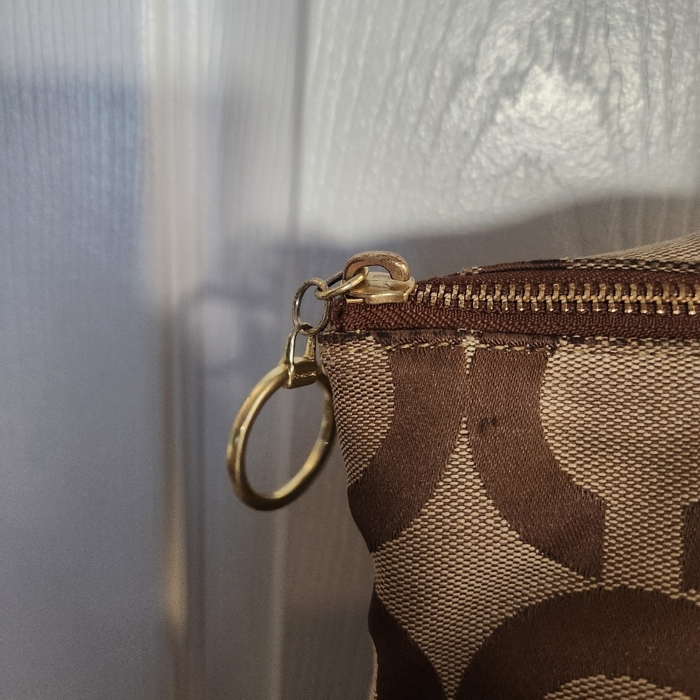 Coach Poppy Op Art Lured Glam Logo Tote Bag Gold Metallic Shimmer 2 Hang Tags - Picture 6 of 9